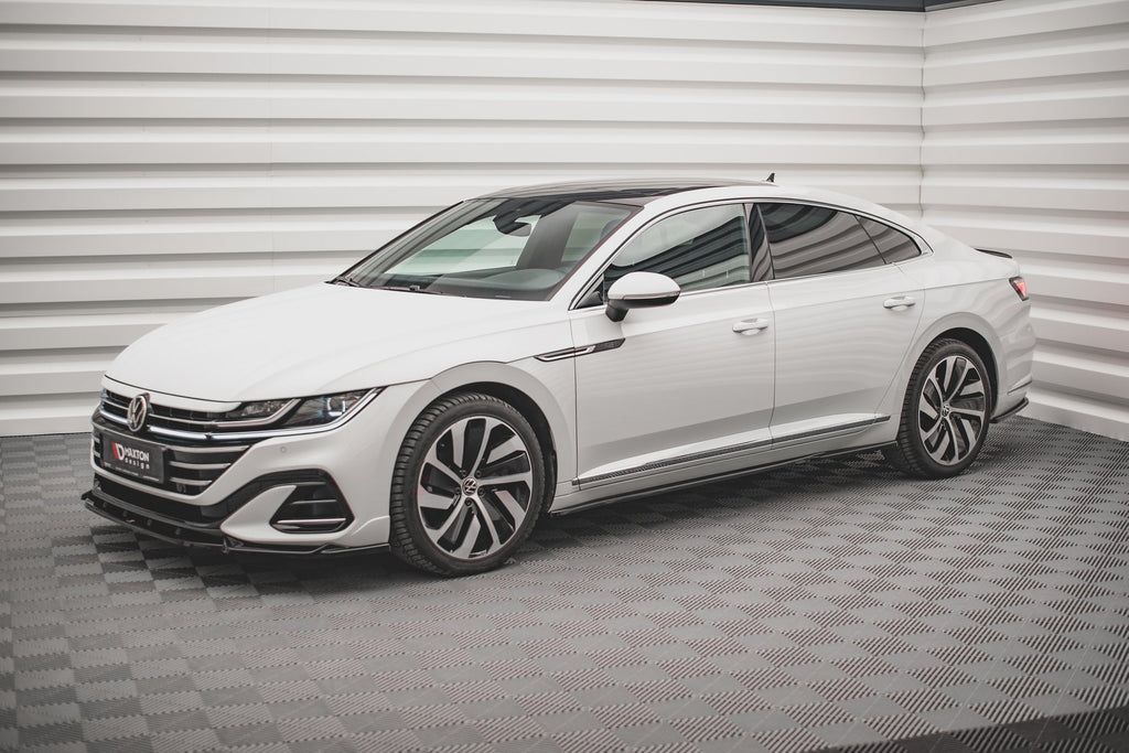 Maxton Design Street+ Seitenschweller Leisten passend für VW Arteon R/ R-Line Limousine / Shooting Brake Mk1 Facelift schwarz Hochglanz