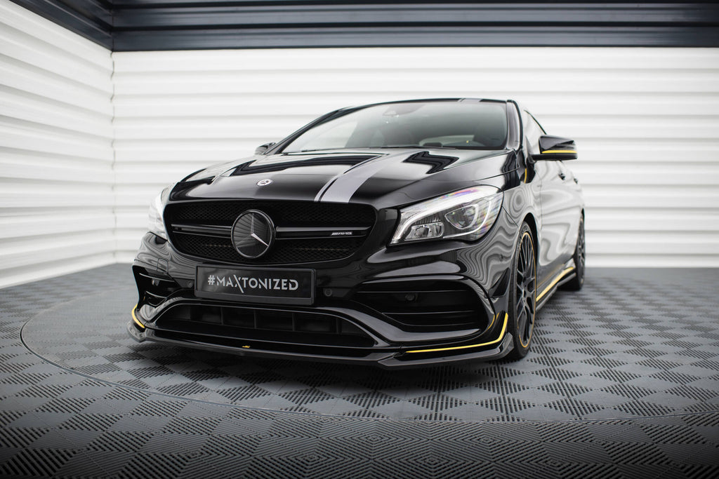 Maxton Design Street+ Spoilerlippe Front Ansatz V.4 passend für Mercedes-AMG CLA 45 Aero C117 Facelift schwarz Hochglanz