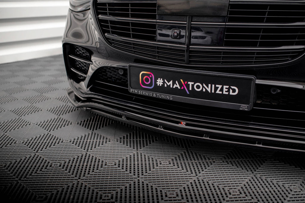 Maxton Design Street+ Spoilerlippe Front Ansatz passend für Mercedes-Benz S AMG-Line W223 schwarz Hochglanz