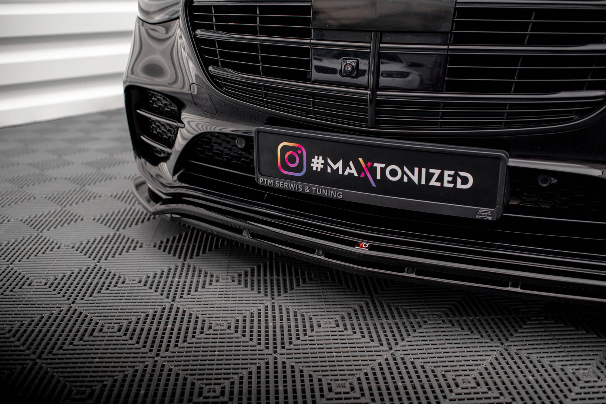 Maxton Design Street+ Spoilerlippe Front Ansatz passend für Mercedes-Benz S AMG-Line W223 schwarz Hochglanz