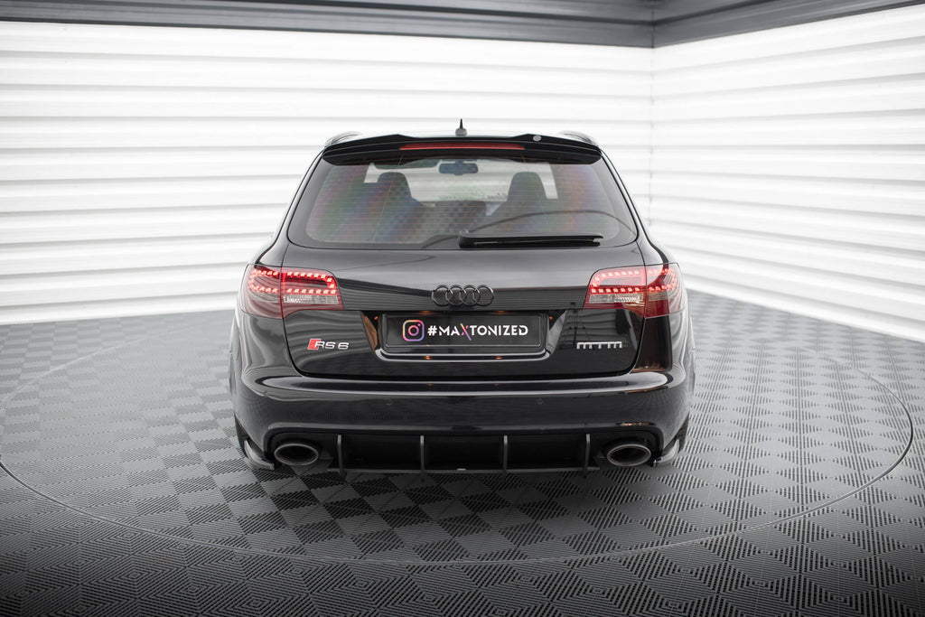 Maxton Design Heck Ansatz Flaps Diffusor passend für Audi RS6 Avant C6 schwarz Hochglanz
