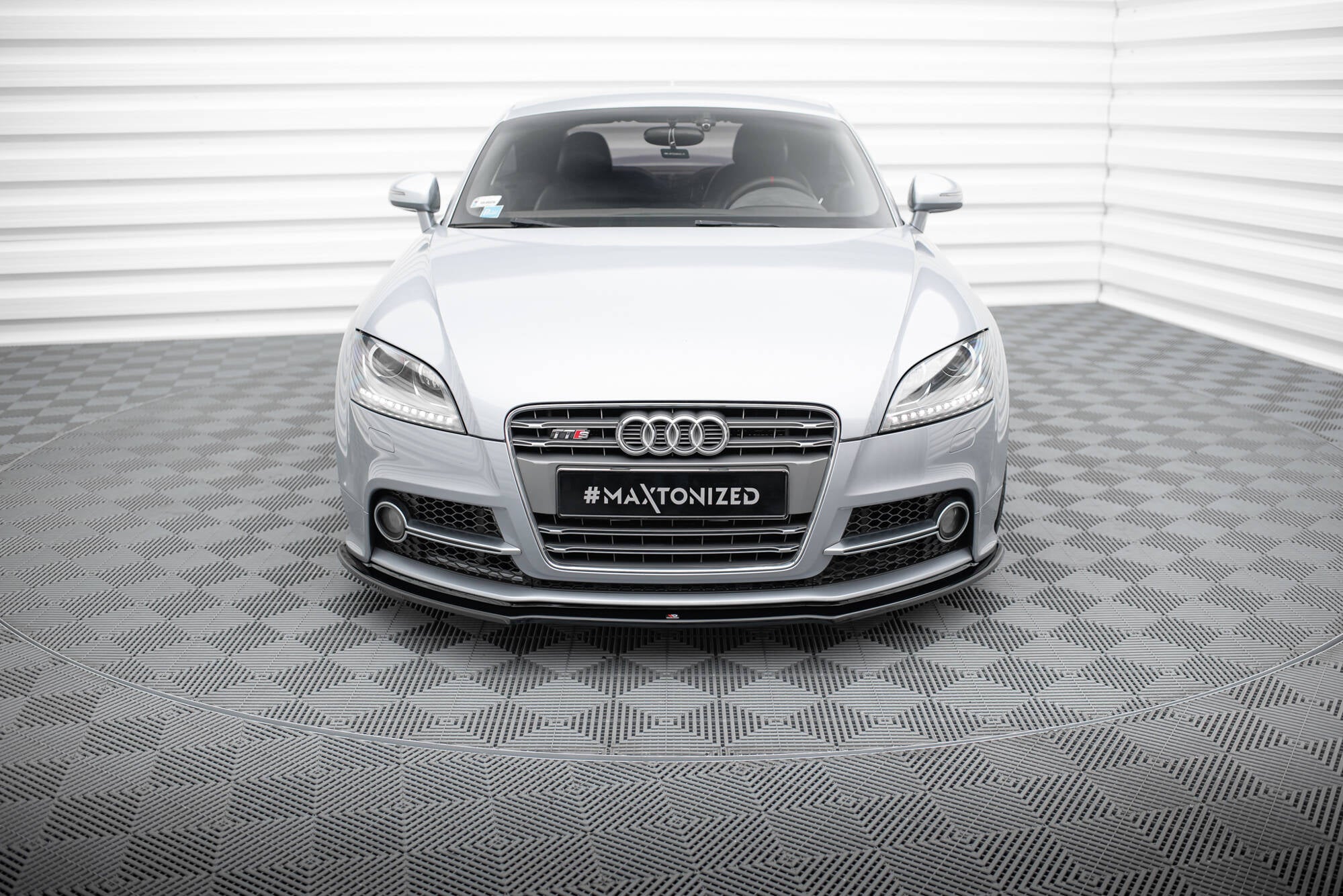 Maxton Design Street+ Spoilerlippe Front Ansatz V.1 passend für Audi TT S / TT S-Line 8J Facelift schwarz Hochglanz