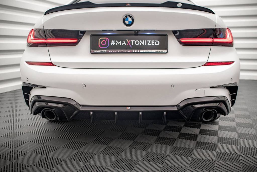 Maxton Design Diffusor Heck Ansatz für BMW 3er M-Paket G20 / G21 (Passend für Fahrzeuge mit Anhängerkupplung) schwarz Hochglanz