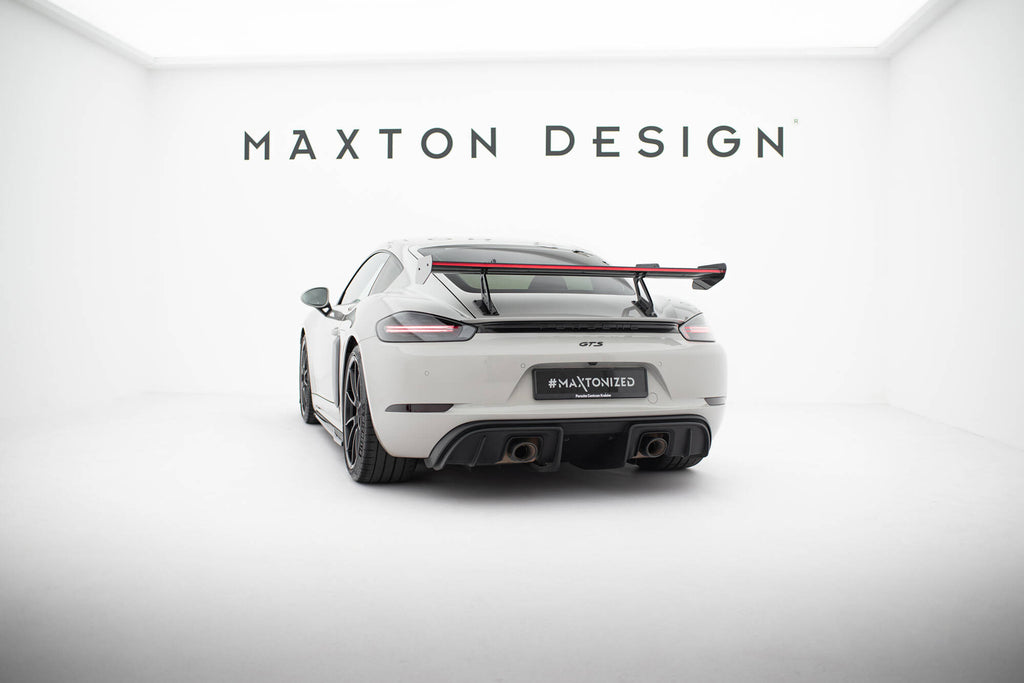 Maxton Design Carbon Spoiler With Upper Swan Mounting V.1 + LED Porsche 718 Cayman 982c für Porsche Cayman 982c