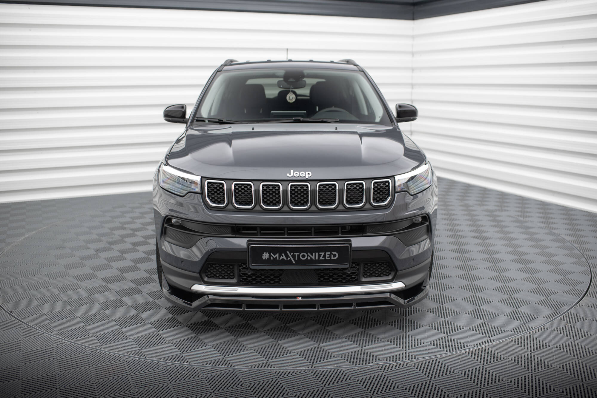 Maxton Design Street+ Spoilerlippe Front Ansatz passend für Jeep Compass Limited Mk2 Facelift schwarz Hochglanz
