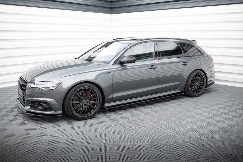 Maxton Design Street+ Seitenschweller Leisten passend für V.1 passend für Audi A6 / A6 C7 S-line/ S6 C7 Facelift schwarz Hochglanz