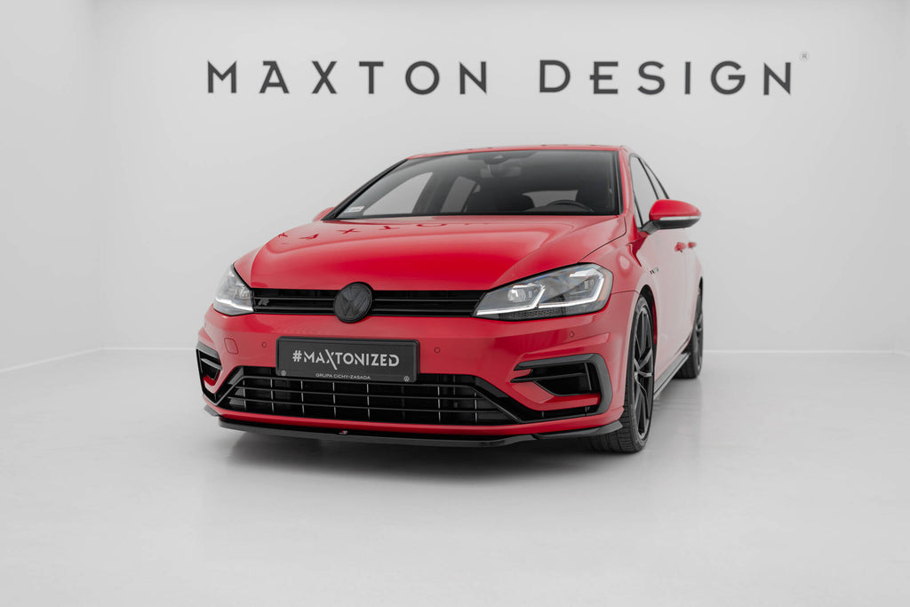 Maxton Design Street+ Spoilerlippe Front Ansatz V.5 passend für VW Golf R / R-Line Mk7 Facelift schwarz Hochglanz