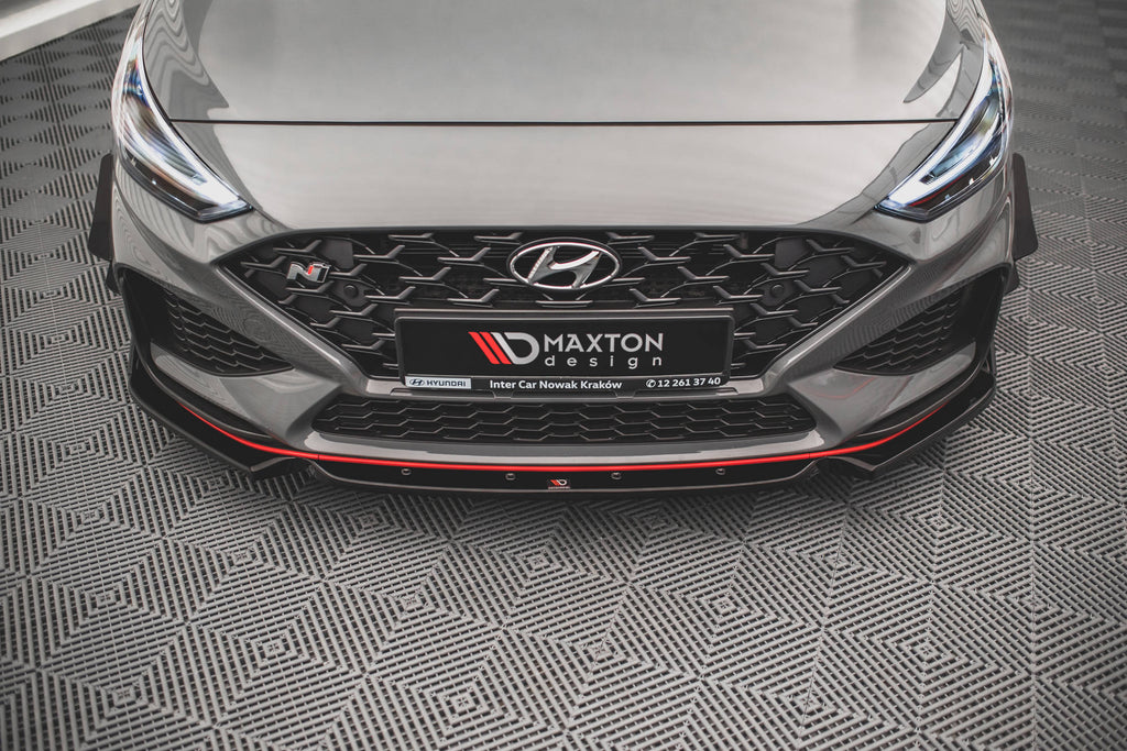 Maxton Design Street+ Spoilerlippe Front Ansatz V.1 + Flaps passend für Hyundai I30 N / I30 N-Line Hatchback/Fastback Mk3 Facelift