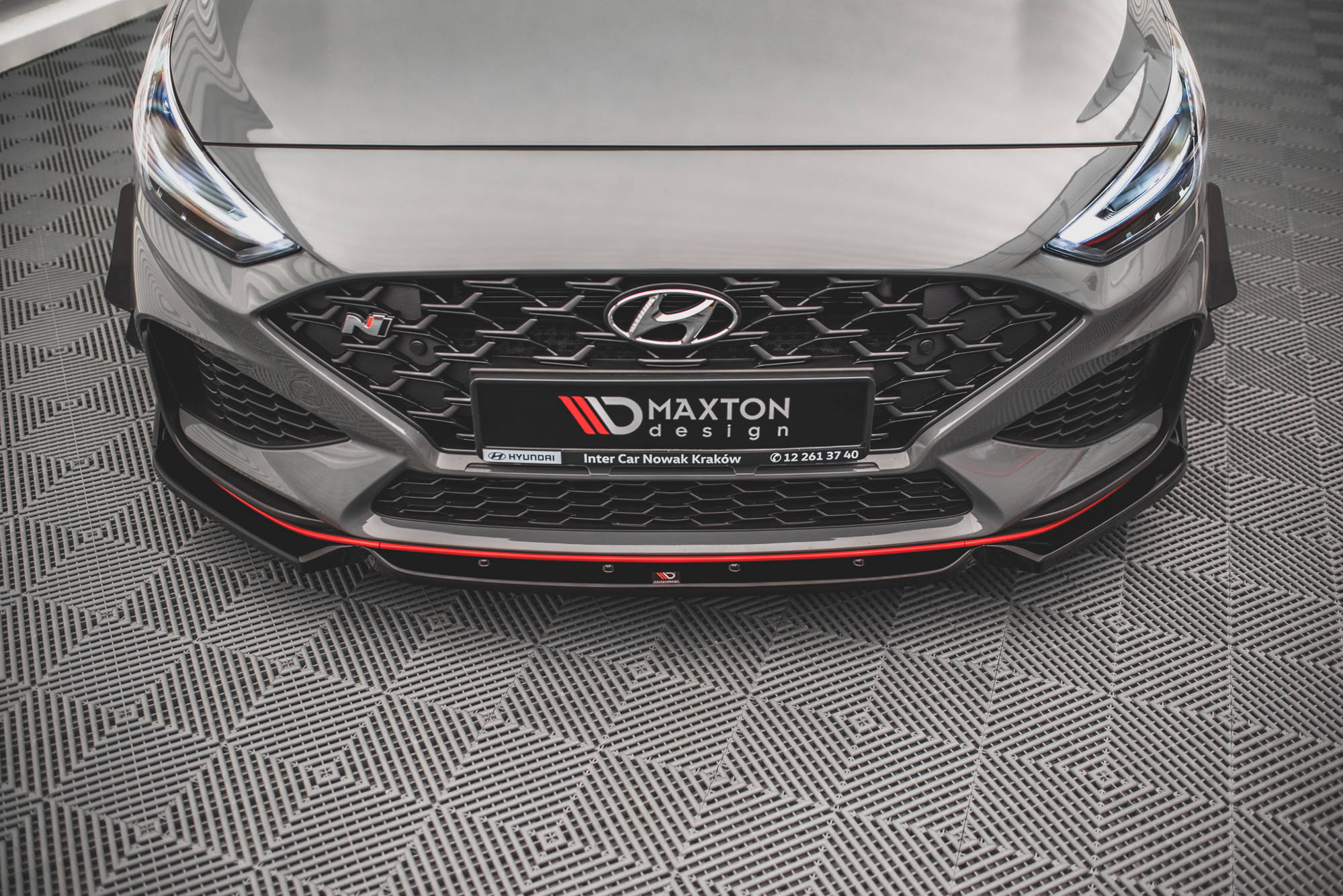 Maxton Design Street+ Spoilerlippe Front Ansatz V.1 + Flaps passend für Hyundai I30 N / I30 N-Line Hatchback/Fastback Mk3 Facelift
