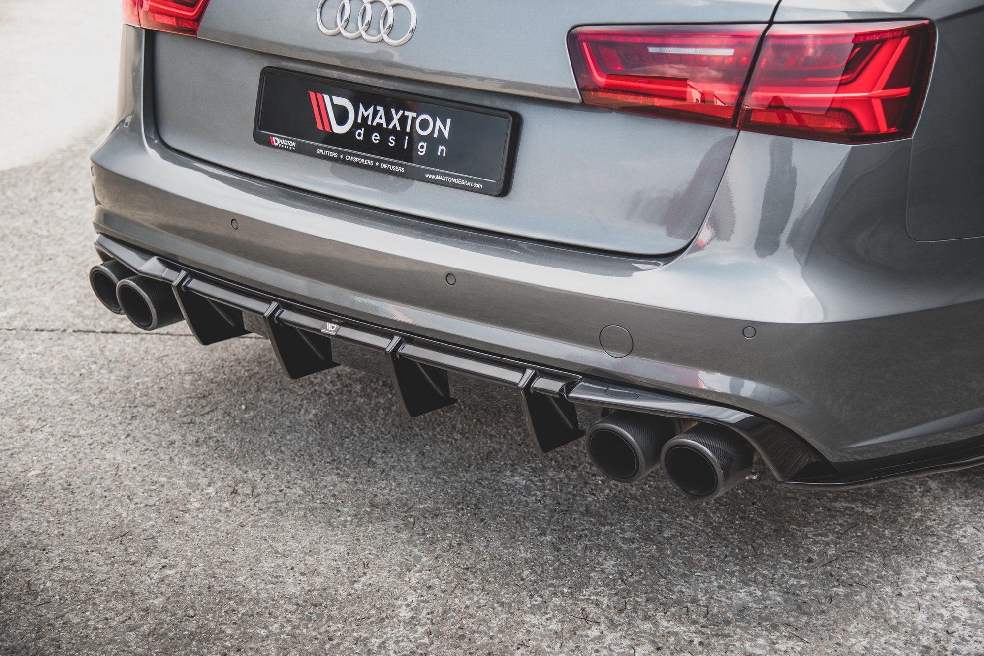 Maxton Design Diffusor Heck Ansatz V.1 passend für Audi S6 C7 Facelift schwarz Hochglanz