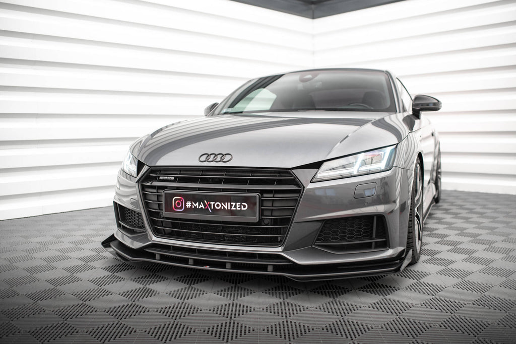 Maxton Design Street Pro Street+ Spoilerlippe Front Ansatz + Flaps passend für Audi TT S / S-Line 8S schwarz Hochglanz
