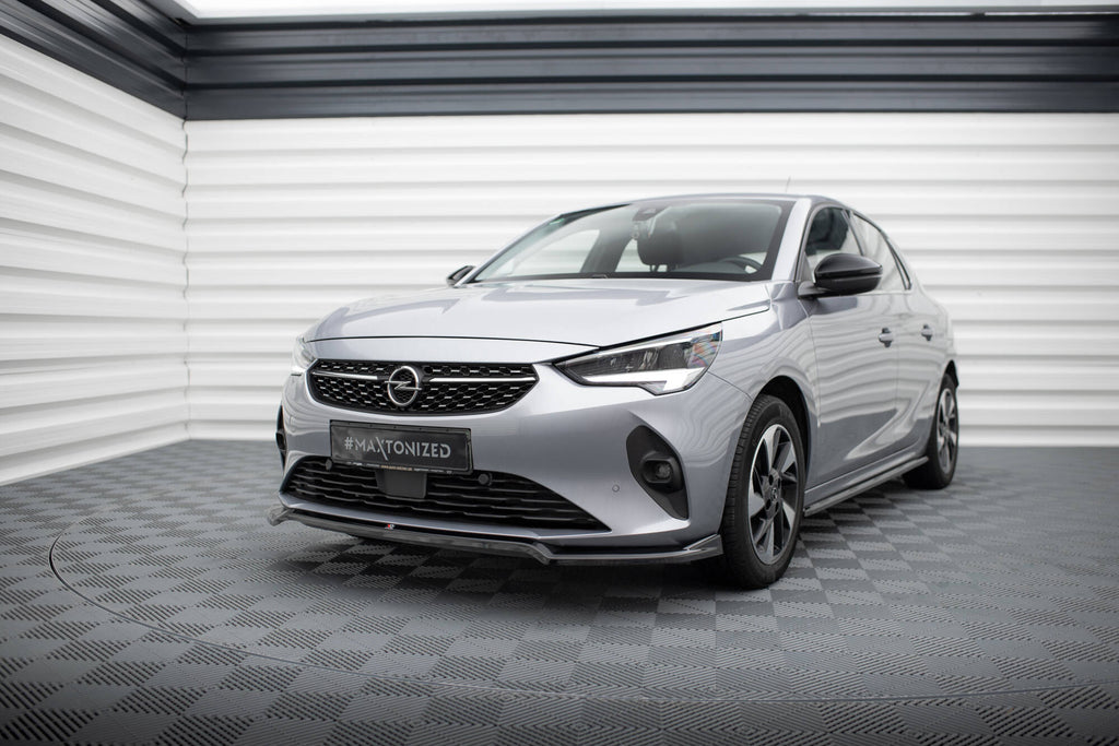 Maxton Design Street+ Spoilerlippe Front Ansatz V.2 passend für Opel Corsa F ( Mk6) schwarz Hochglanz
