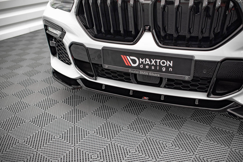 Maxton Design Street+ Spoilerlippe Front Ansatz V.1 passend für BMW X6 M-Paket G06 schwarz Hochglanz