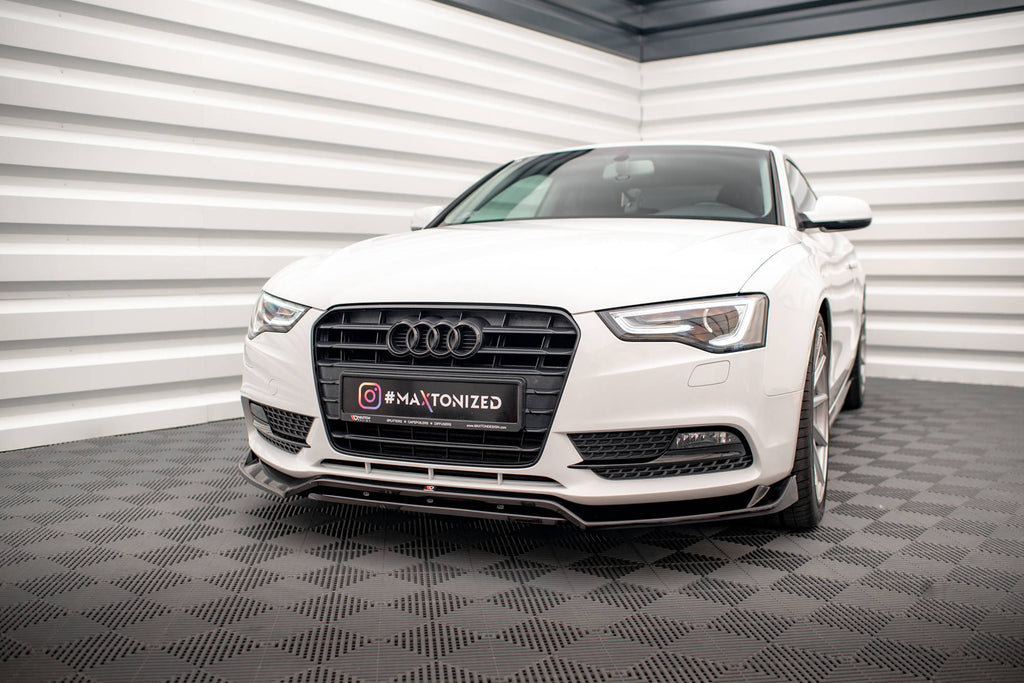 Maxton Design Street+ Spoilerlippe Front Ansatz V.2 passend für Audi A5 Coupe / Sportback 8T Facelift schwarz Hochglanz