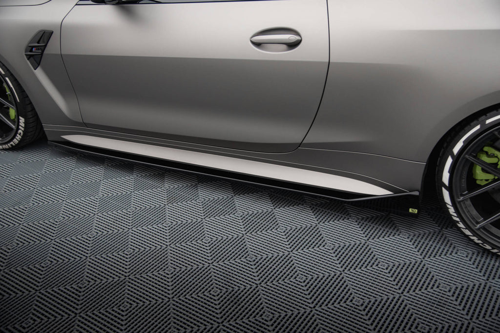 Maxton Design Street+ Seitenschweller Leisten passend für V.3 passend für CSL Look BMW M4 G82 / G82 Facelift schwarz Hochglanz
