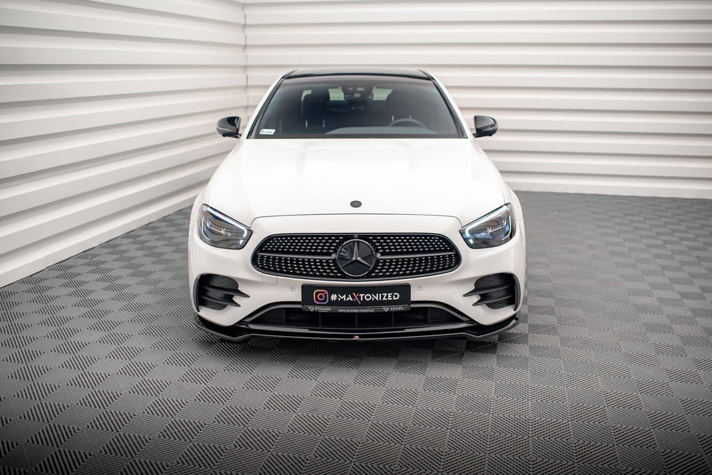 Maxton Design Street+ Spoilerlippe Front Ansatz V.1 passend für Mercedes-Benz E AMG-Line W213 Facelift schwarz Hochglanz