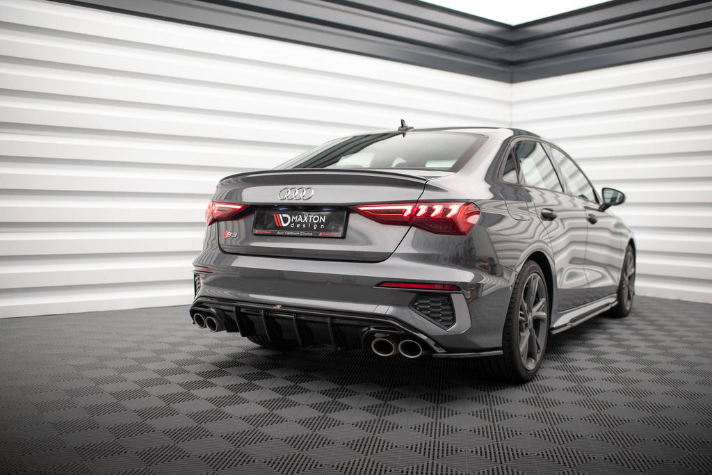Maxton Design Diffusor Heck Ansatz passend für Audi S3 Limousine 8Y schwarz Hochglanz