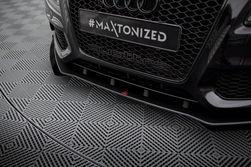 Maxton Design Street Pro Street+ Spoilerlippe Front Ansatz + Flaps passend für Audi S5 / A5 S-Line 8T schwarz Hochglanz