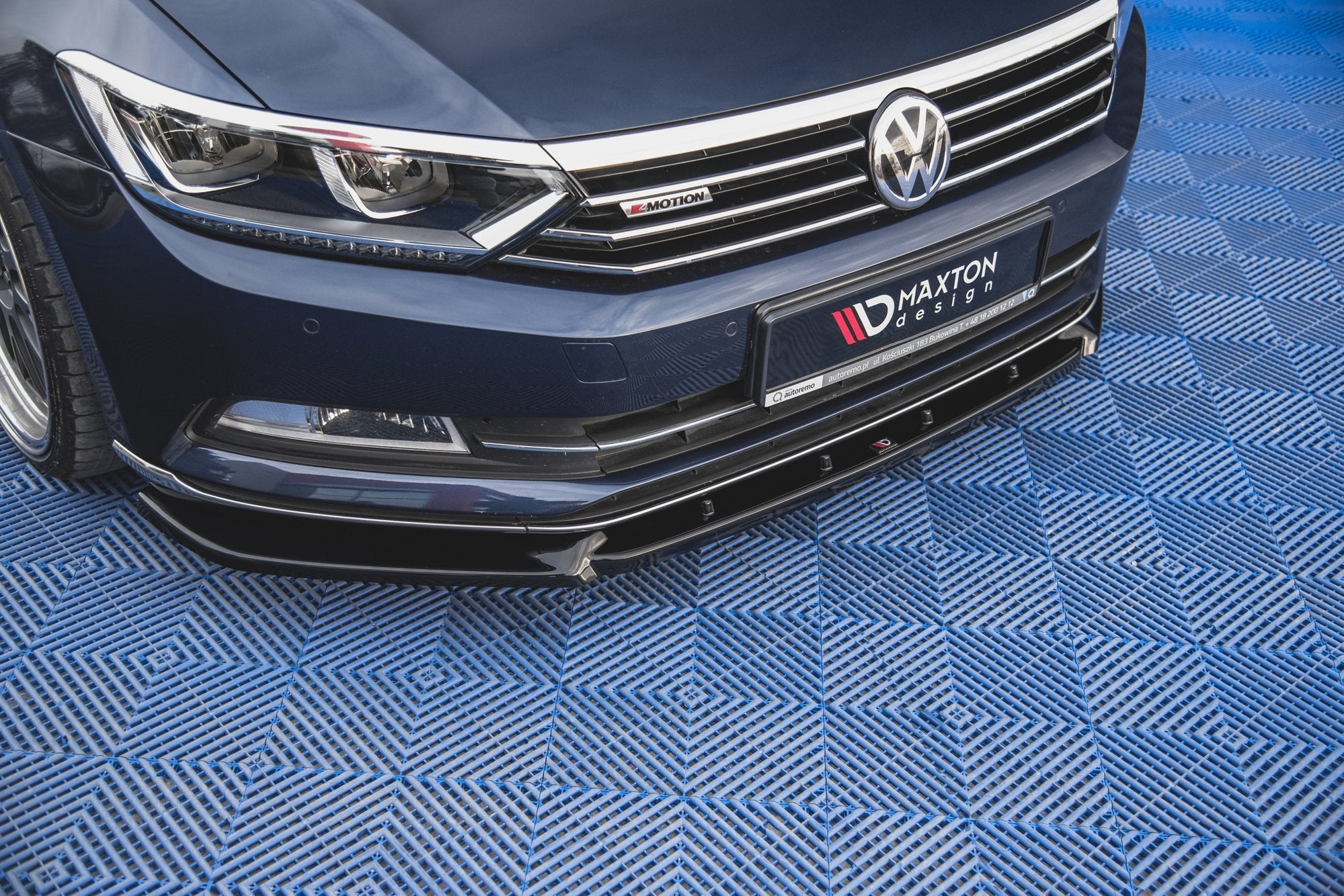 Maxton Design Street+ Spoilerlippe Front Ansatz V.2 passend für VW Passat B8 schwarz Hochglanz
