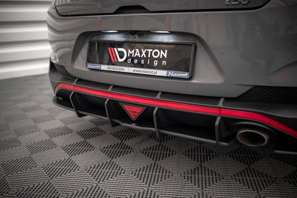 Maxton Design Street Pro Heck Ansatz Flaps Diffusor + Flaps passend für Hyundai I30 Fastback N-Line Mk3 Facelift schwarz Hochglanz