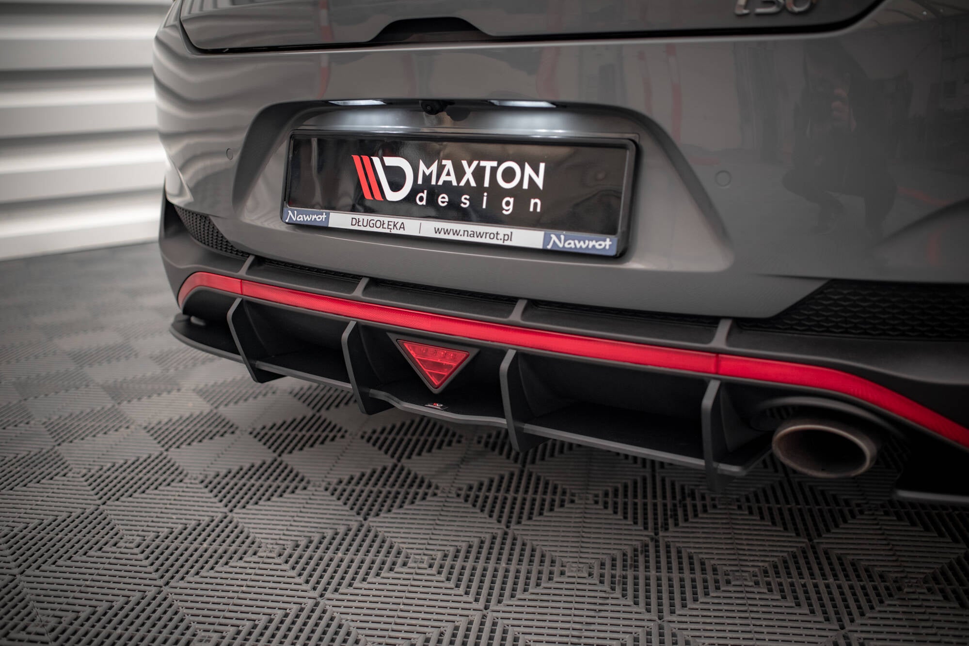 Maxton Design Street Pro Heck Ansatz Flaps Diffusor + Flaps passend für Hyundai I30 Fastback N-Line Mk3 Facelift schwarz Hochglanz