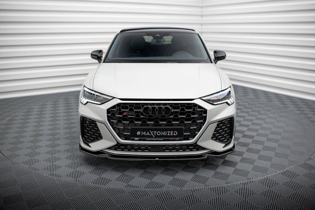 Maxton Design Street+ Spoilerlippe Front Ansatz V.1 passend für Audi RSQ3 Sportback / SUV F3 schwarz Hochglanz