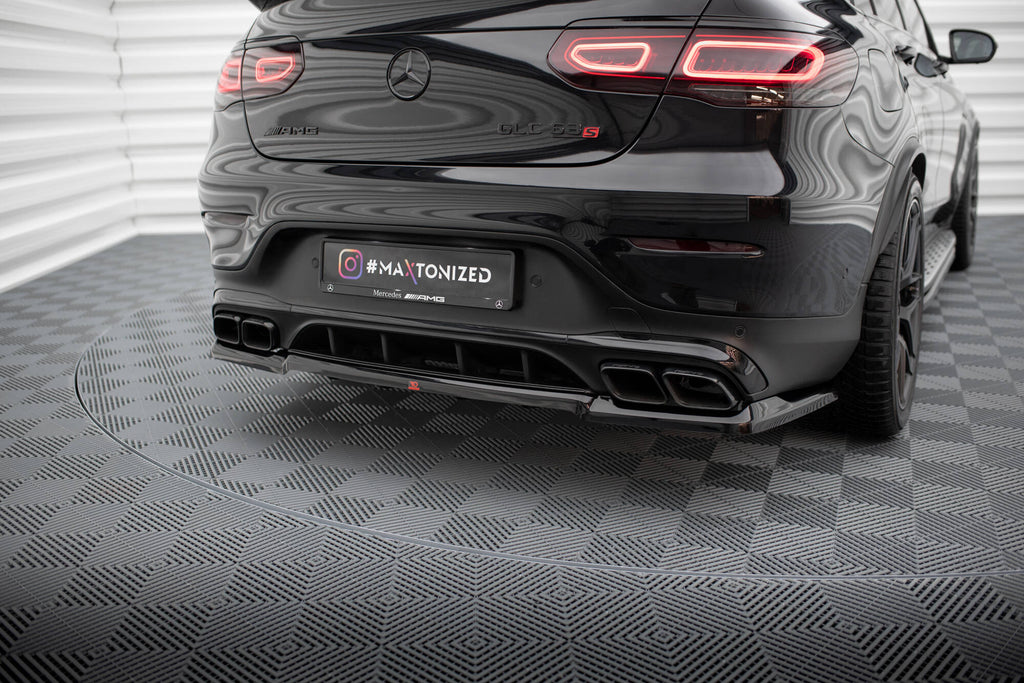 Maxton Design Street+ Mittlerer Diffusor RACE passend für Mercedes-AMG GLC 63 Coupe C253 Facelift schwarz Hochglanz
