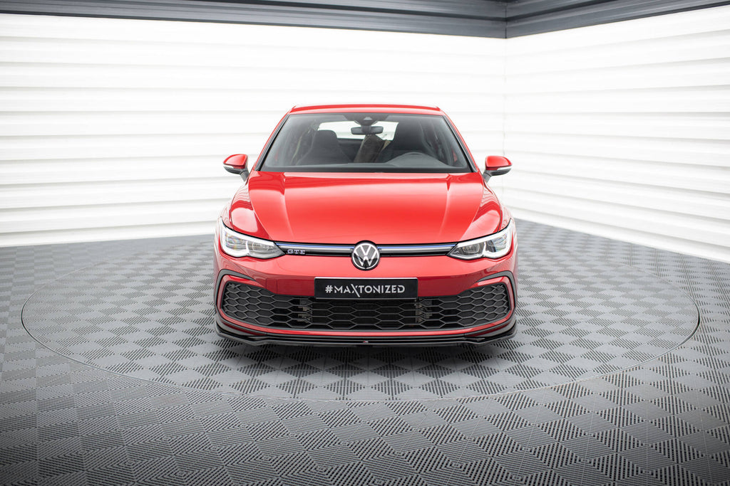 Maxton Design Street+ Spoilerlippe Front Ansatz V.4 passend für VW Golf GTI / GTE / GTD / R-Line Mk8 schwarz Hochglanz