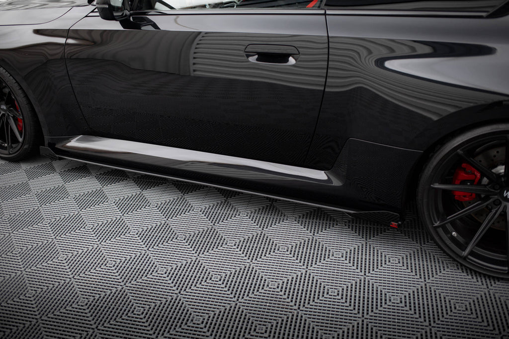 Maxton Design Street Pro Street+ Seitenschweller Leisten passend für V.1 + Flaps passend für BMW M2 G87 schwarz Hochglanz