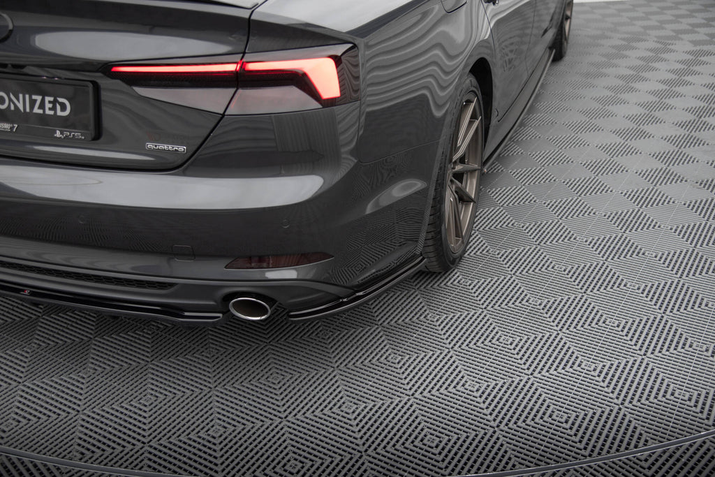 Maxton Design Heck Ansatz Flaps Diffusor passend für Audi A5 S-Line F5 Sportback schwarz Hochglanz