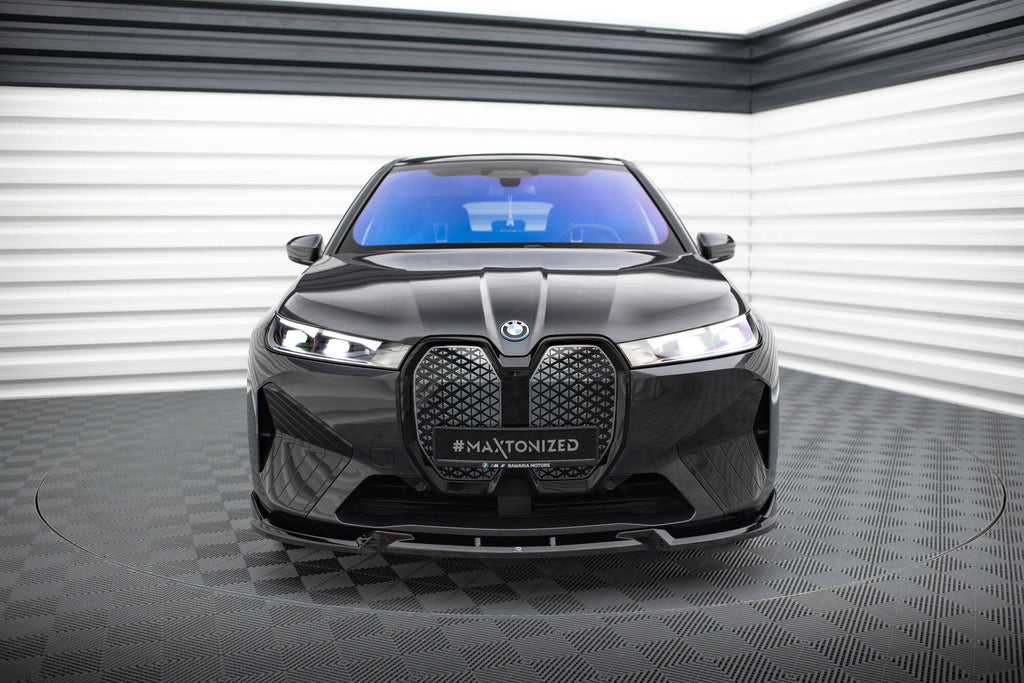 Maxton Design Street+ Spoilerlippe Front Ansatz V.1 passend für BMW iX M-Paket i20 schwarz Hochglanz