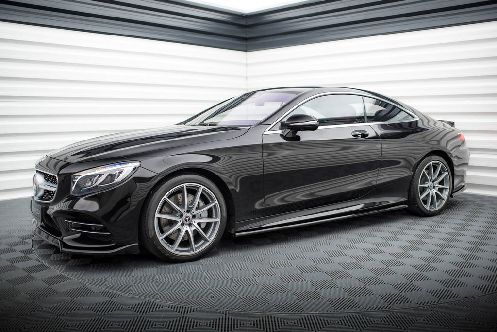 Maxton Design Street+ Seitenschweller Leisten passend für Mercedes-Benz S Coupe AMG-Line C217 Facelift schwarz Hochglanz