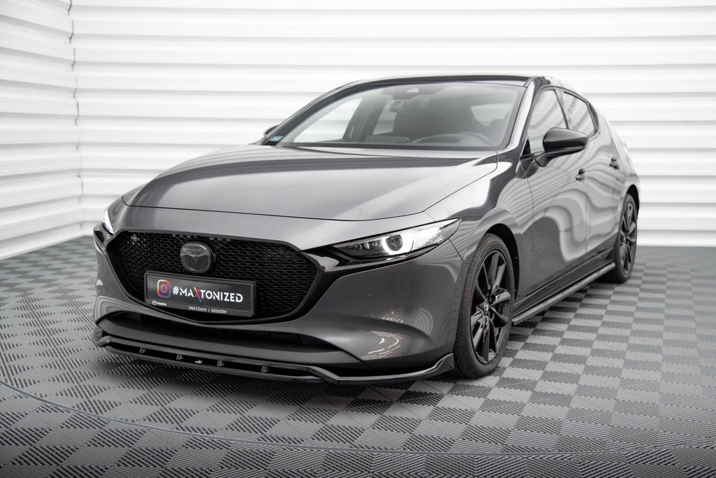 Maxton Design Street+ Spoilerlippe Front Ansatz V.2 passend für Mazda 3 Mk4 schwarz Hochglanz