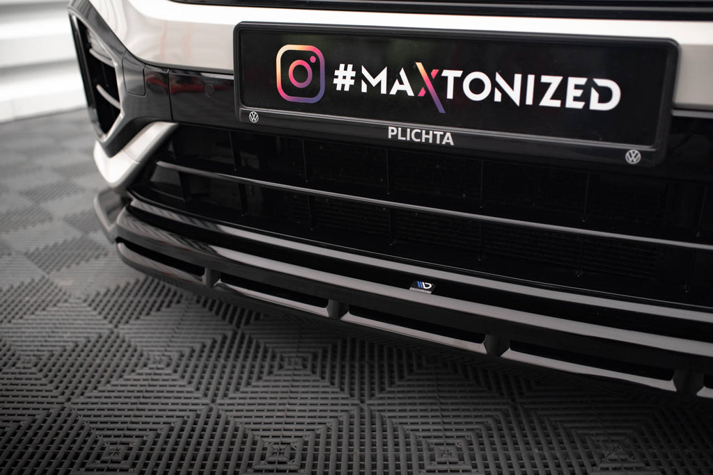 Maxton Design Street+ Spoilerlippe Front Ansatz V.1 passend für VW T-Roc R / R-Line Mk1 Facelift schwarz Hochglanz