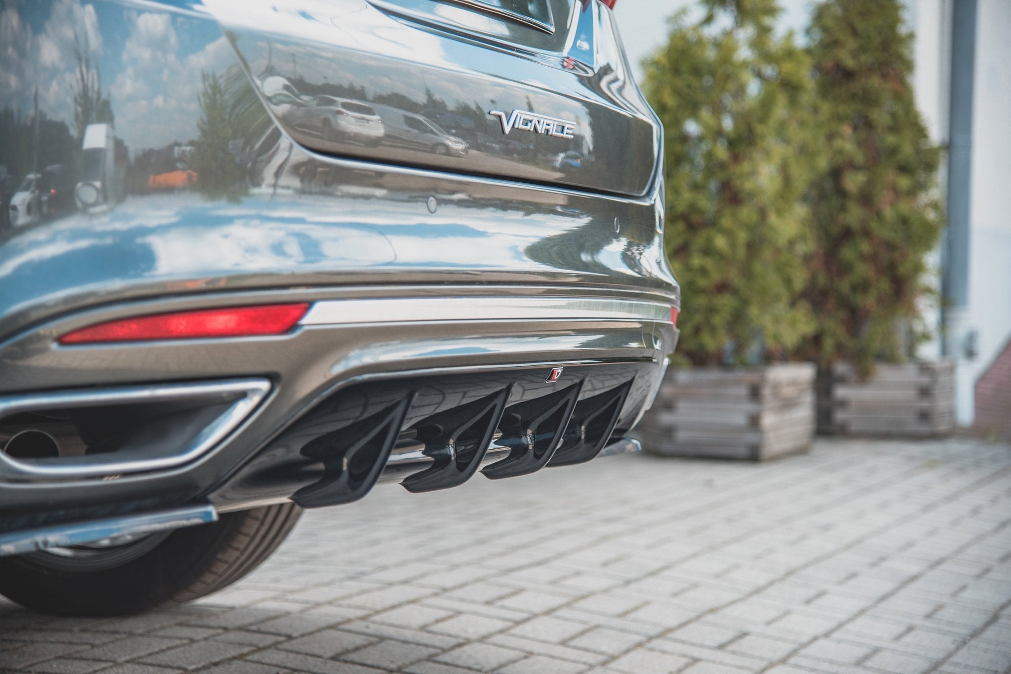 Maxton Design Diffusor Heck Ansatz passend für Ford Mondeo Vignale Mk5 Facelift schwarz Hochglanz