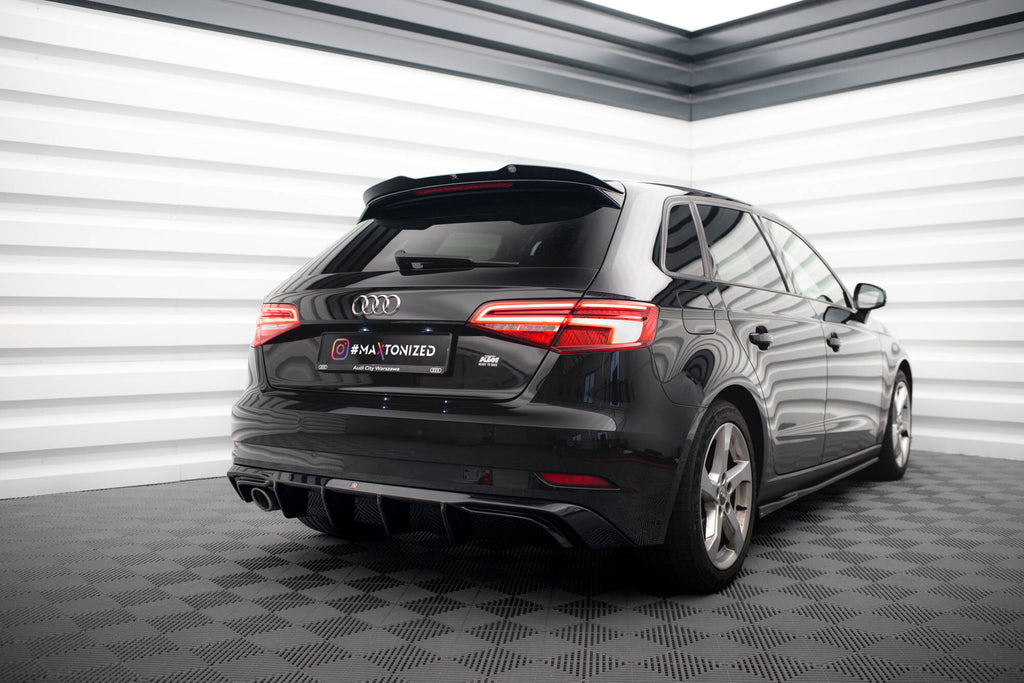 Maxton Design Diffusor Heck Ansatz passend für Audi A3 Sportback 8V Facelift (Einzelauspuff li.rohr)
