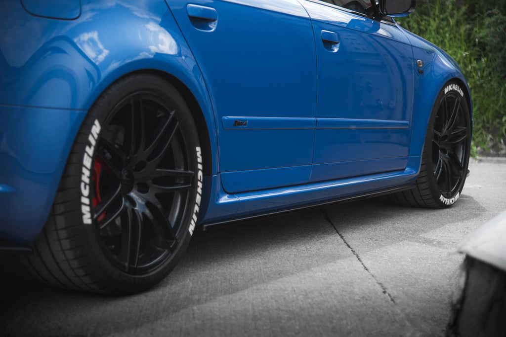 Maxton Design Street+ Seitenschweller Leisten passend für Audi RS4 B7 schwarz Hochglanz