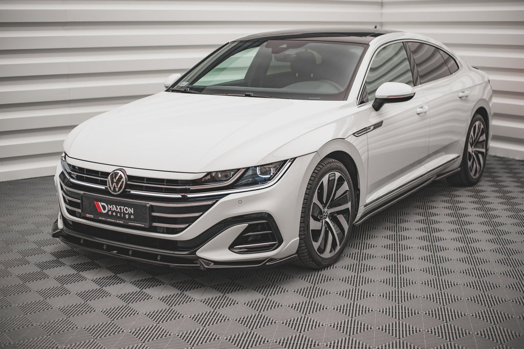 Maxton Design Street+ Spoilerlippe Front Ansatz V.1 passend für VW Arteon R-Line Limousine / Shooting Brake Mk1 Facelift schwarz Hochglanz