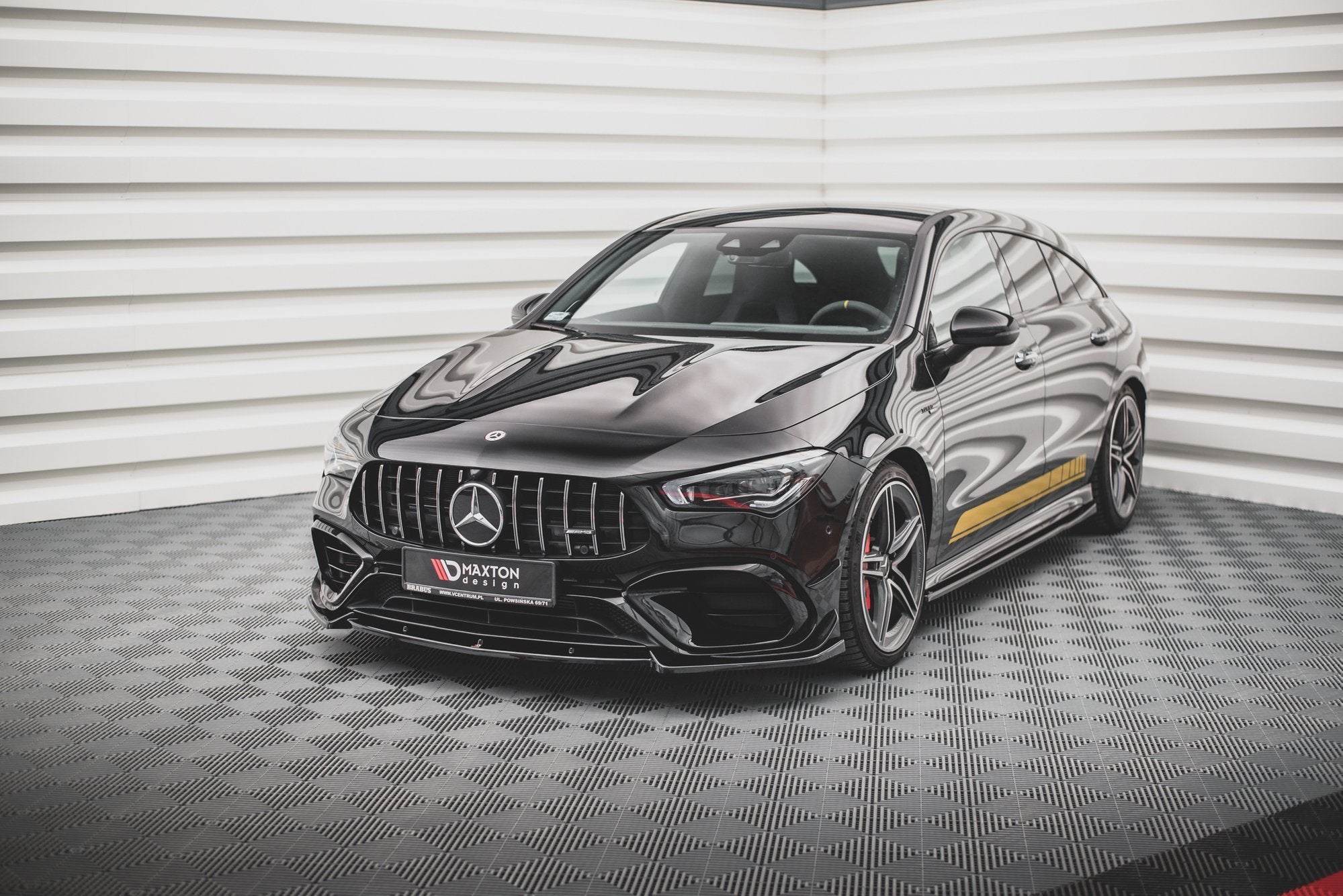Maxton Design Street+ Spoilerlippe Front Ansatz V.2 passend für Mercedes-AMG CLA 45 Aero C118 schwarz Hochglanz
