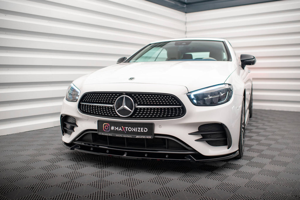 Maxton Design Street+ Spoilerlippe Front Ansatz V.2 passend für Mercedes-Benz E-Klasse W213 Coupe Facelift (C238 Facelift) / Cabriolet (A238 Facelift) AMG-Line / 53 AMG schwarz Hochglanz
