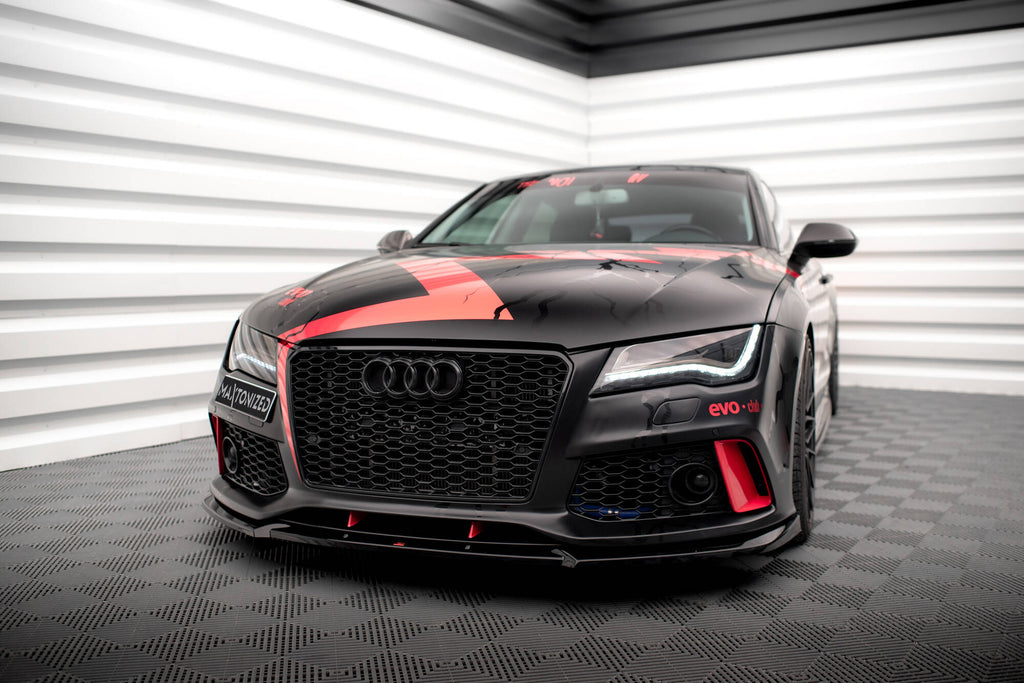 Maxton Design Street+ Spoilerlippe Front Ansatz passend für Audi A7 RS7 Look C7 schwarz Hochglanz
