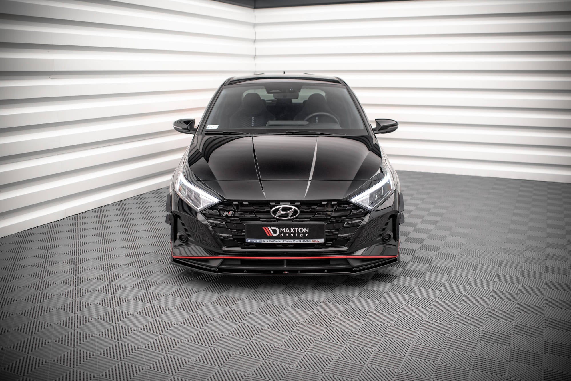 Maxton Design Street+ Spoilerlippe Front Ansatz V.1 passend für Hyundai I20 N Mk3 schwarz Hochglanz