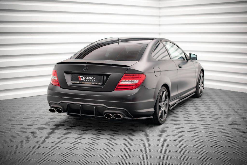 Maxton Design Heck Ansatz Flaps Diffusor passend für Mercedes-Benz C Coupe / Limousine / Kombi AMG-Line C204 / W204 Facelift / S204 Facelift schwarz Hochglanz