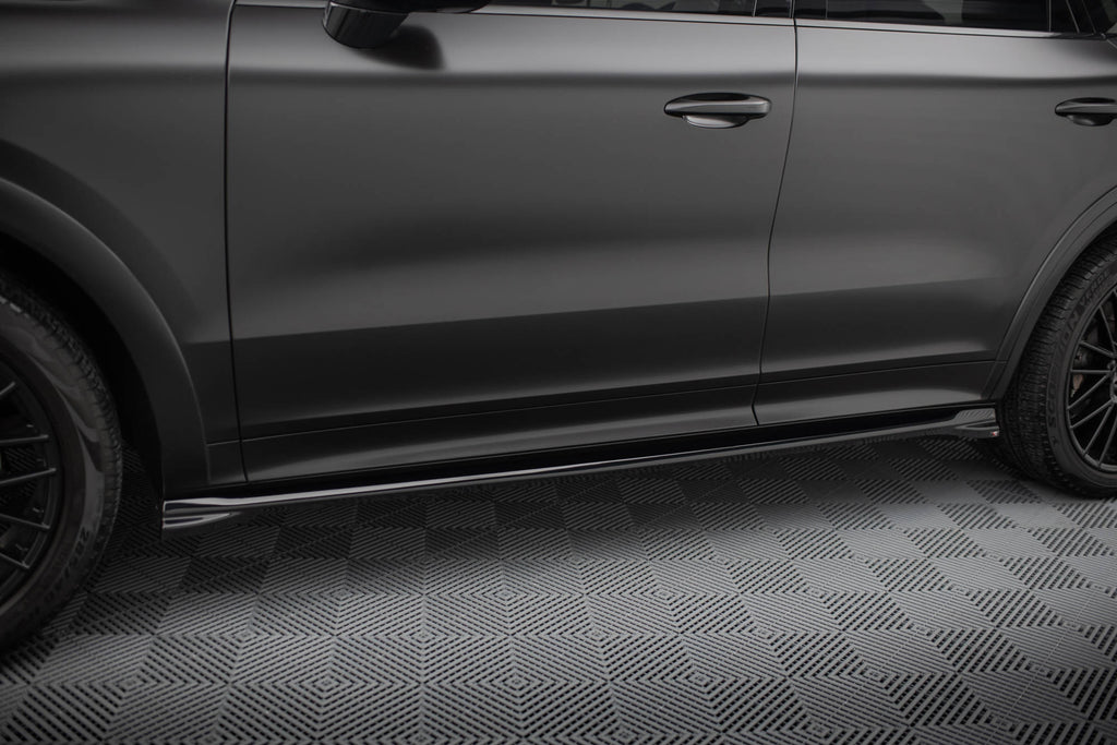 Maxton Design Street+ Seitenschweller Leisten passend für V.1 passend für Porsche Cayenne SUV / Coupe Mk3 Facelift schwarz Hochglanz
