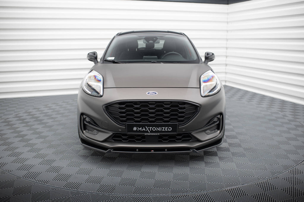 Maxton Design Street+ Spoilerlippe Front Ansatz V.1 passend für Ford Puma ST-Line Mk1 schwarz Hochglanz