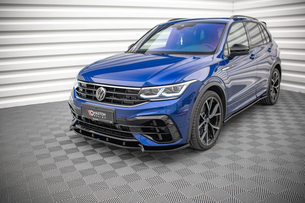 Maxton Design Street+ Spoilerlippe Front Ansatz V.2 passend für VW Tiguan R / R-Line Mk2 Facelift schwarz Hochglanz