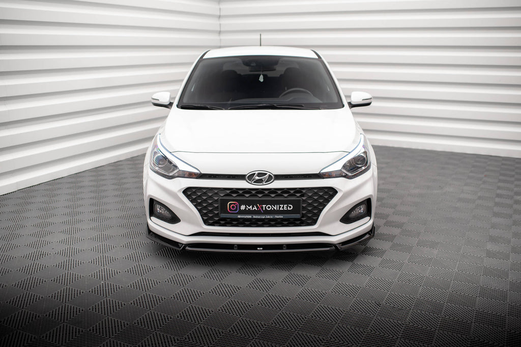Maxton Design Street+ Spoilerlippe Front Ansatz V.2 passend für Hyundai I20 Mk2 Facelift schwarz Hochglanz