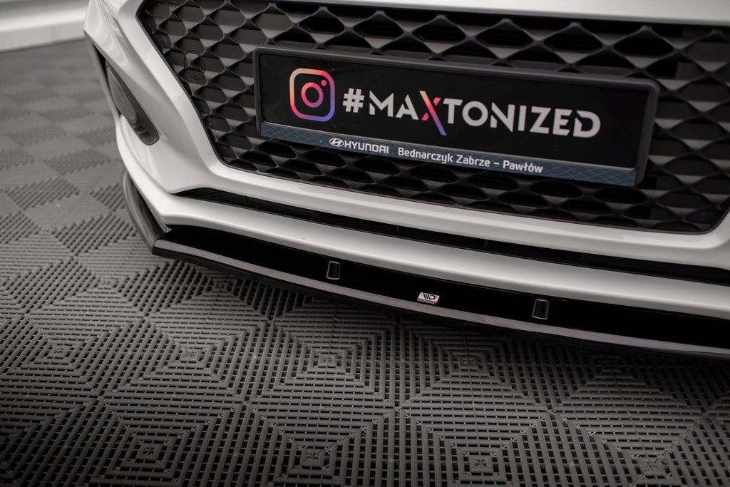 Maxton Design Street+ Spoilerlippe Front Ansatz V.1 passend für Hyundai I20 Mk2 Facelift schwarz Hochglanz