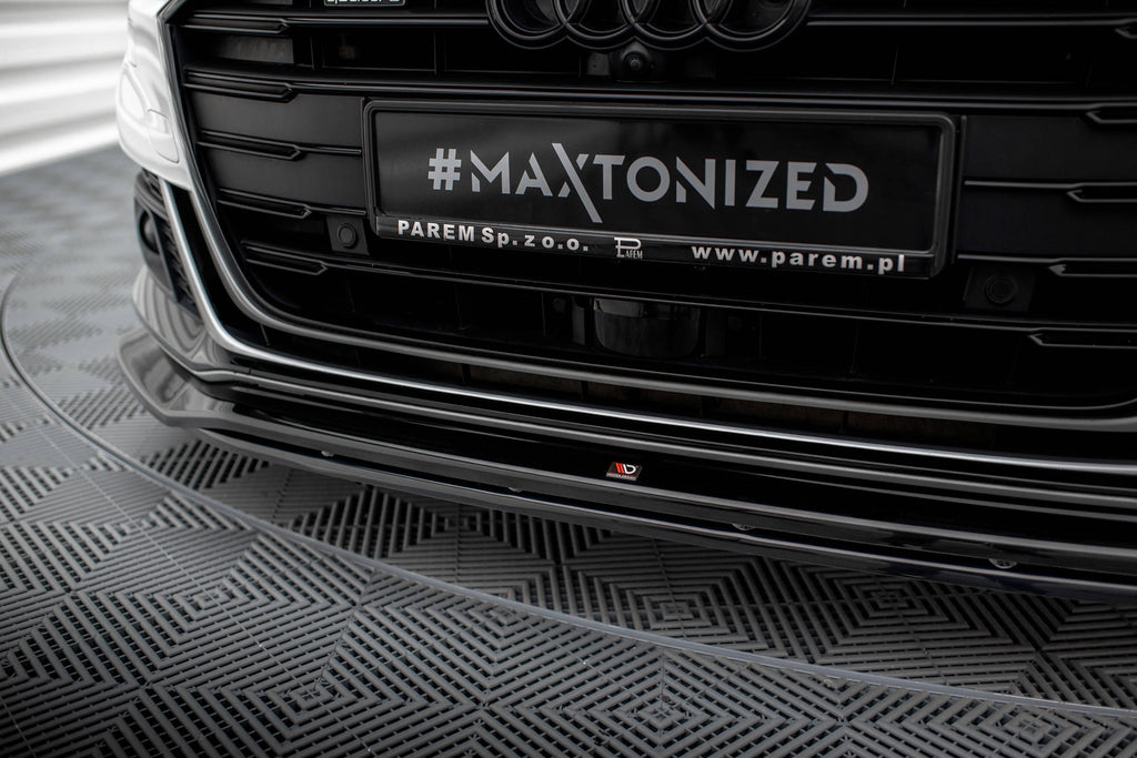 Maxton Design Street+ Spoilerlippe Front Ansatz V.1 passend für Audi S8 / A8 S-Line D5 schwarz Hochglanz