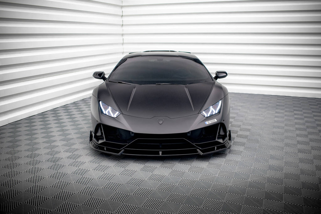 Maxton Design Street+ Spoilerlippe Front Ansatz passend für Lamborghini Huracan EVO AWD schwarz Hochglanz
